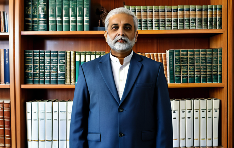 **

"A professional Pakistani lawyer, fully clothed in a modest shalwar kameez and blazer, standing confidently in a modern Karachi law office. Bookshelves line the walls in the background. Safe for work, appropriate content, perfect anatomy, well-formed hands, professional."

**