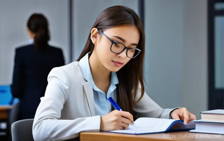 노무사 시험의 합격자 평균 점수 - **Determined Student's Intensive Exam Preparation:**
    A determined young adult, looking focused a...