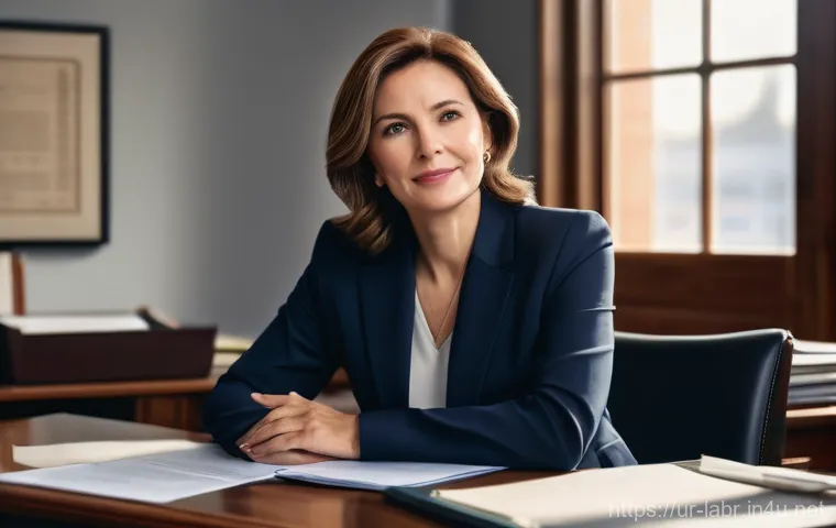 공인노무사 실무 교육 프로그램 - **Prompt 1: The Compassionate Advocate**
A highly detailed, realistic image of a female public l...