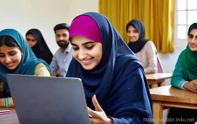 공인노무사 커뮤니티 활용법 - **Prompt 1: Empowered Pakistani Workers in an Online Community**
"A group of diverse Pakistani w...