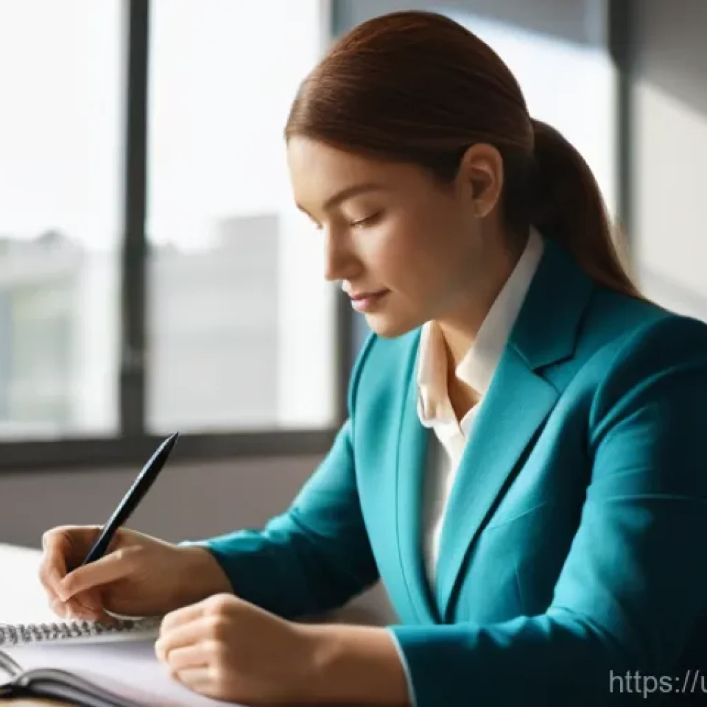 노무사 자격증의 활용 방안 - **Prompt:** A modern, brightly lit office interior. A female labor law consultant, professionally dr...