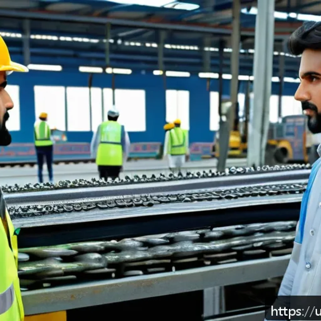 노동법 주요 판례 정리 - A detailed scene inside a Pakistani factory showcasing workers wearing full safety gear including he...