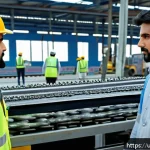 노동법 주요 판례 정리 - A detailed scene inside a Pakistani factory showcasing workers wearing full safety gear including he...