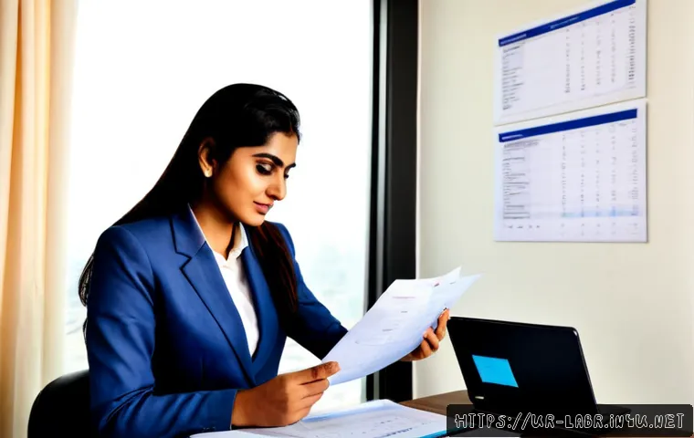 Home 17 노무사 경력관리와 연봉 상승 전략 - Photorealistic Pakistani human resources professional in modest business attire reviewing a career g...